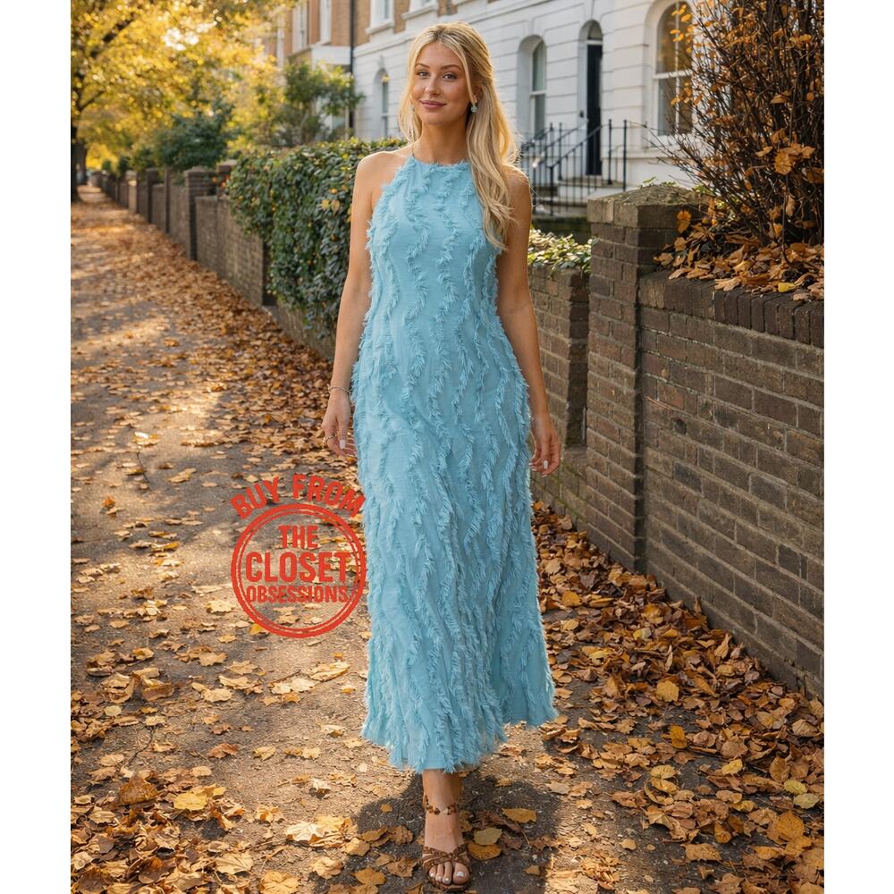 ZARA Textured Halter Neck Maxi Dress NWT - Picture 9 of 16